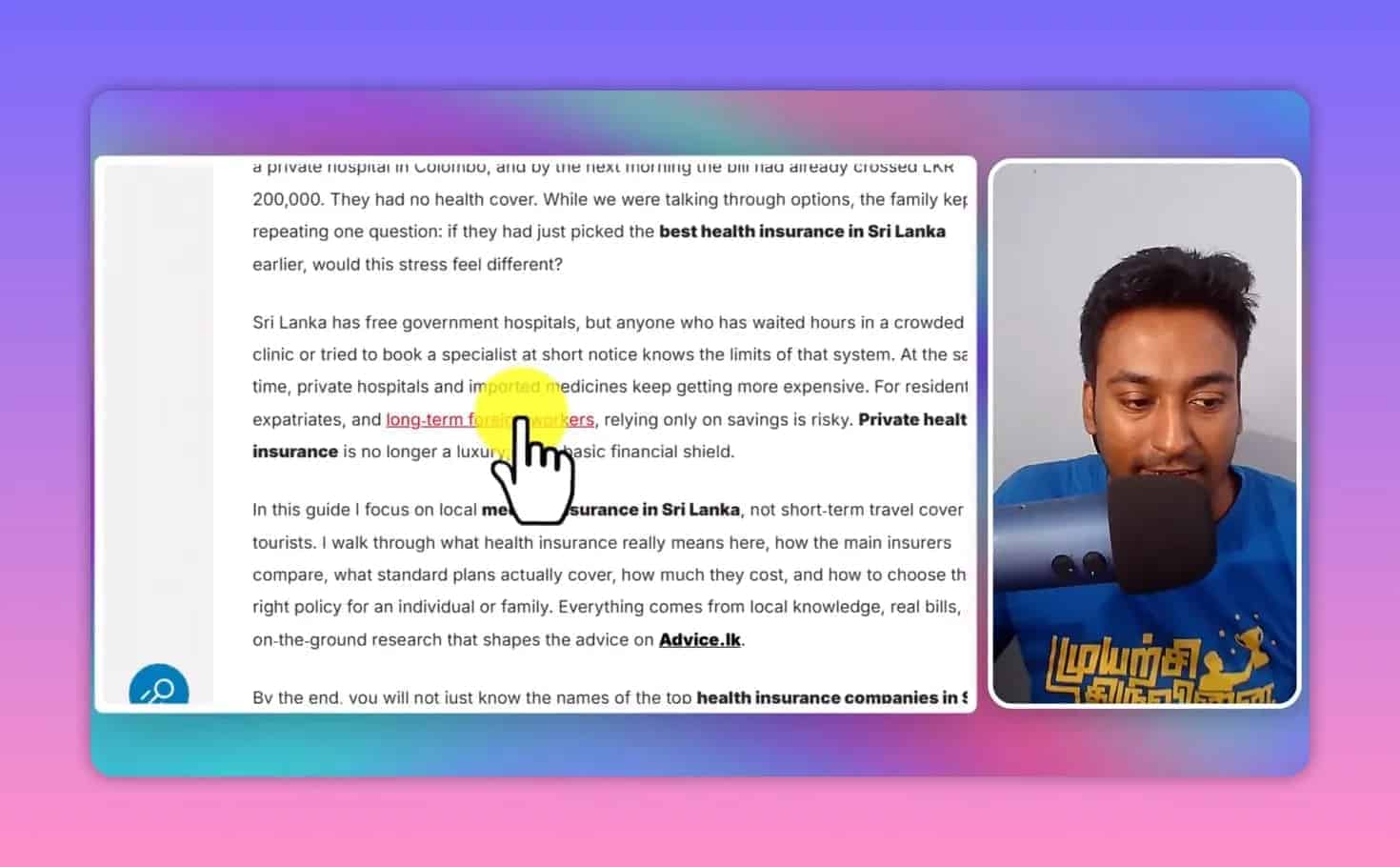 Article body text editor showing the HTML injection area for internal and authority links