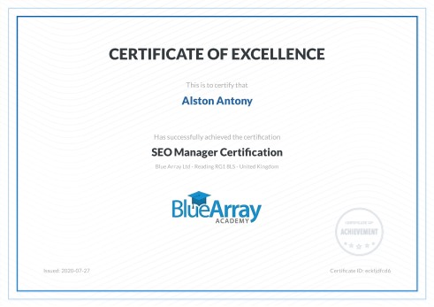 SEO Manager Certification — Blue Array Academy